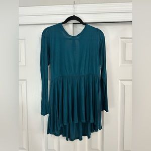Dark green open back shirt. Empire waist